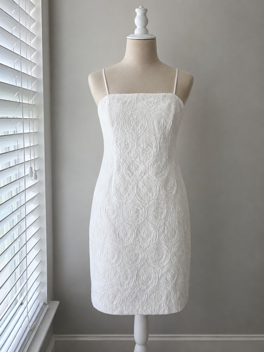 Calvin Klein White Textured Spaghetti-Strap Mini Dress